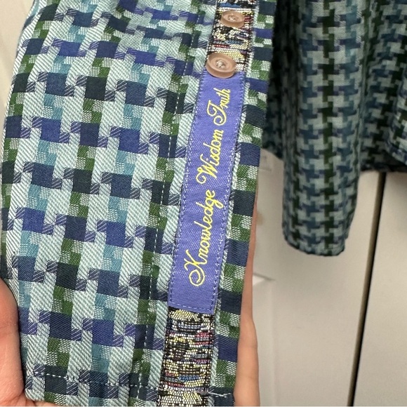 Robert Graham Mens Sz 2XL Classic Button Front Blue Floral Flip Cuff Shirt - Picture 7 of 12